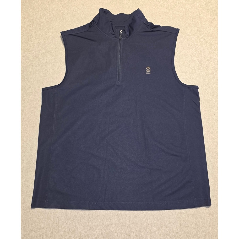 IZOD Golf Vest Mens Large Blue Sleeveless 1/4 Zip Pullover Athletic